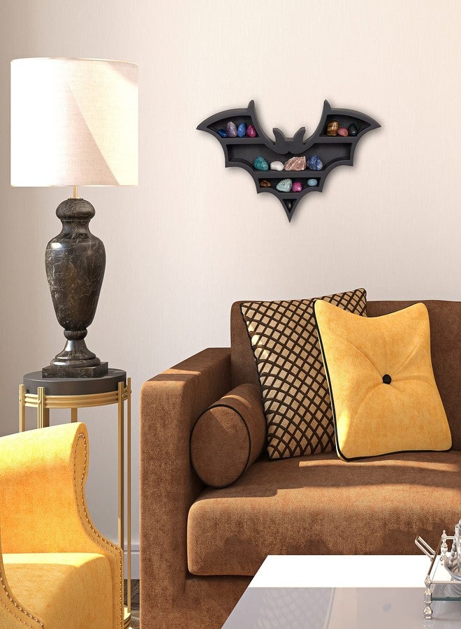 RUSTIX Black Vampire Bat Shelf - Crystal Holder for Spooky Horror Gothic Witchy Room Decor - Wall Mounted Hanging Floating Wooden Shelves for Goth Kitchen Bedroom or Bathroom - Image 5